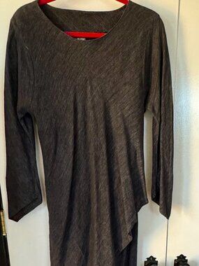 Lynn Mizono Asymmetrical Anthracite Linen Denim Dress US Medium